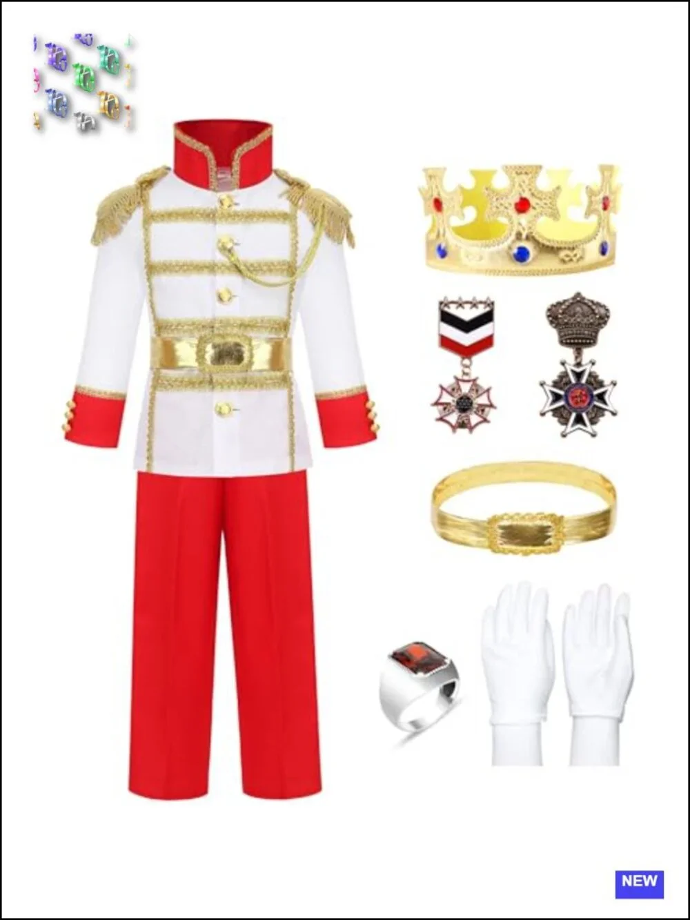 Kids Prince Charming Costume Set, Royal Prince Uniform for Boys Ages 4-9